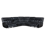 Hewitt Black Leather Upholstered Power Reclining Sectional