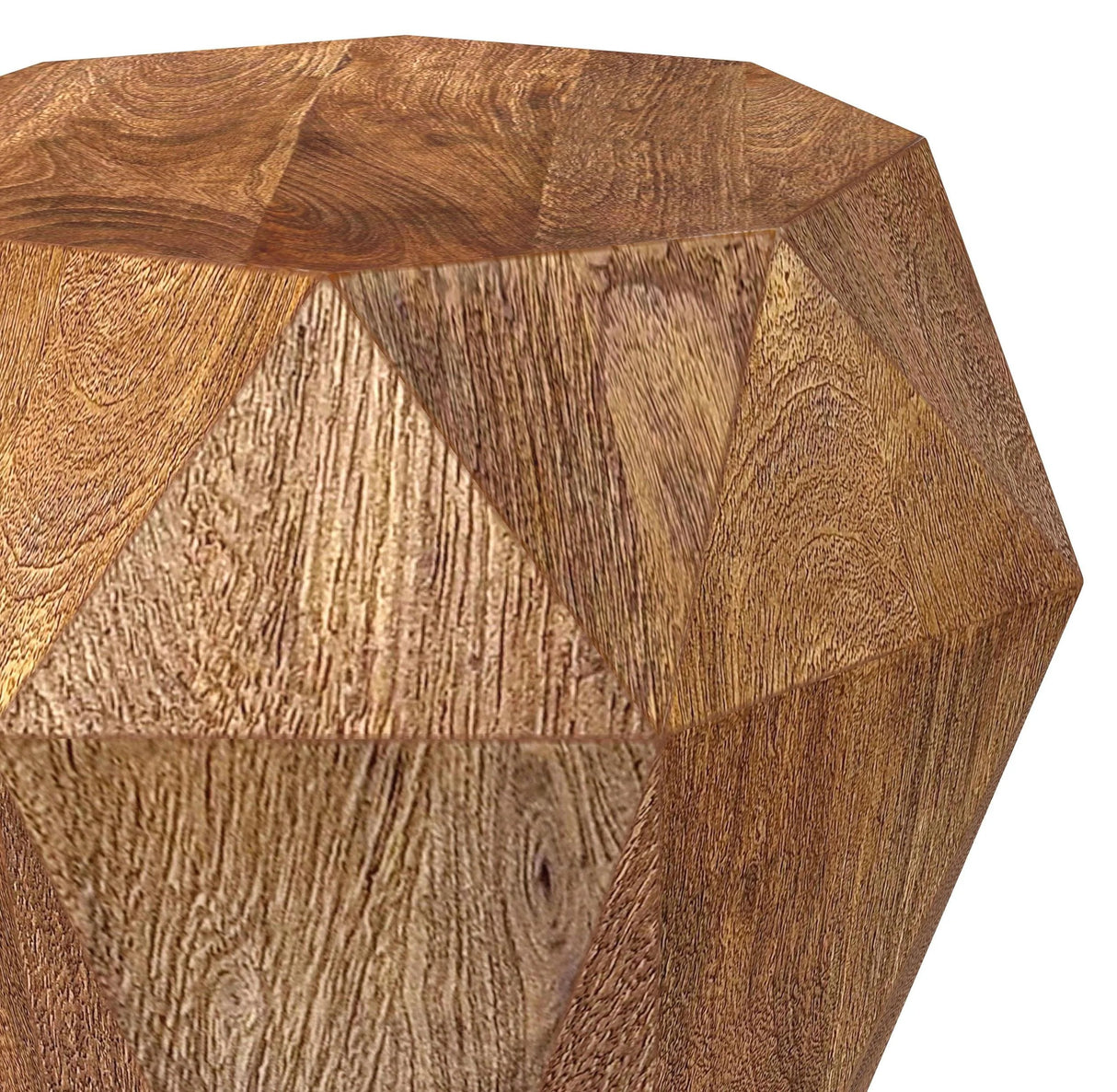 Jacinto Natural Brown Geometric Solid Mango Wood Side Table