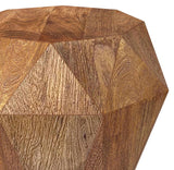 Jacinto Natural Brown Geometric Solid Mango Wood Side Table