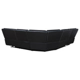 Hewitt Black Leather Upholstered Power Reclining Sectional