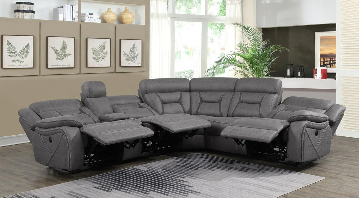 Higgins Gray 4-Piece Upholstered Power Sectional