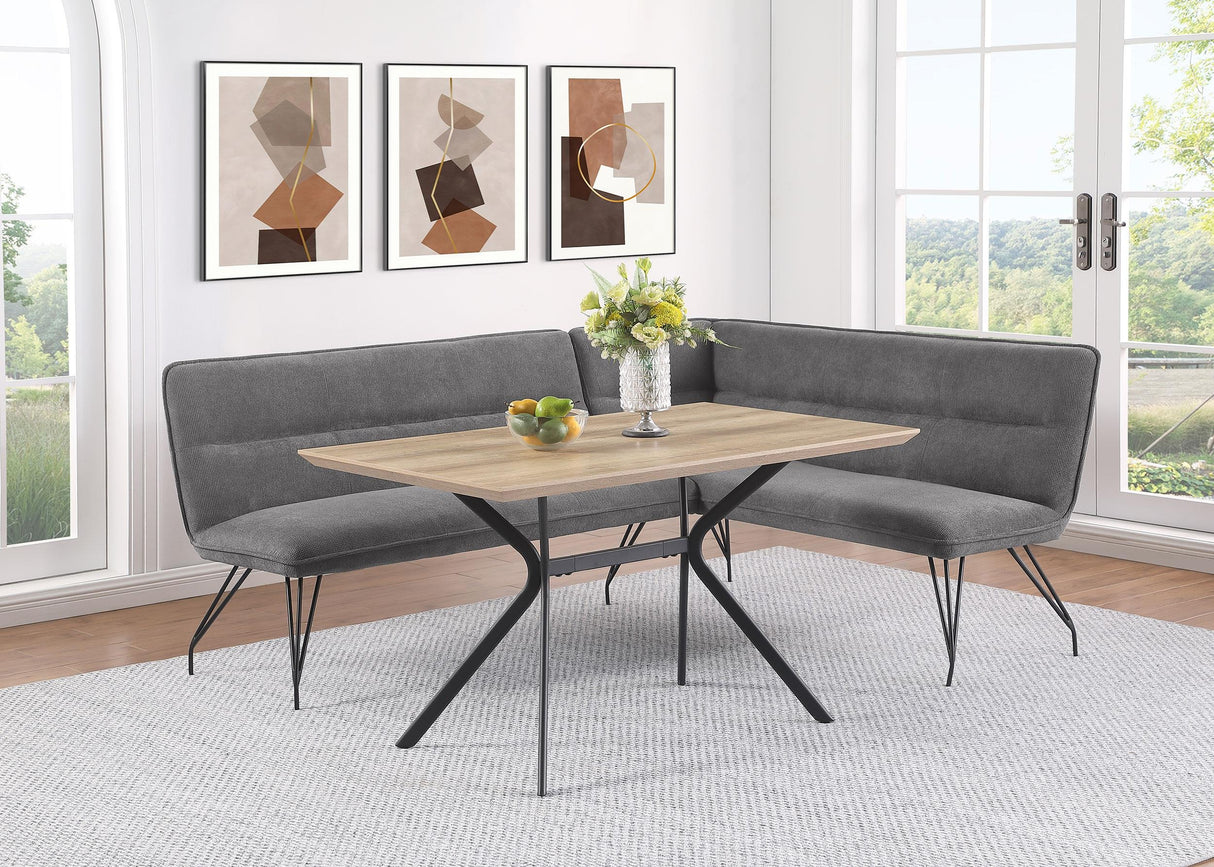 Dodson Gray Fabric Upholstered L-Shaped Nook Dining Bench