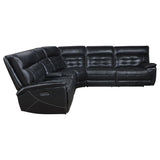 Hewitt Black Leather Upholstered Power Reclining Sectional