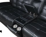Hewitt Black Leather Upholstered Power Reclining Sectional