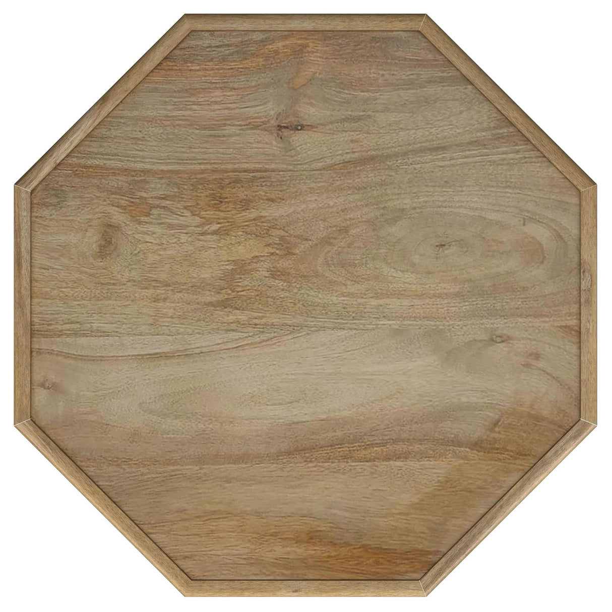 Torres Natural Brown Octagonal Solid Wood Side Table with Intricate Openwork Carvings