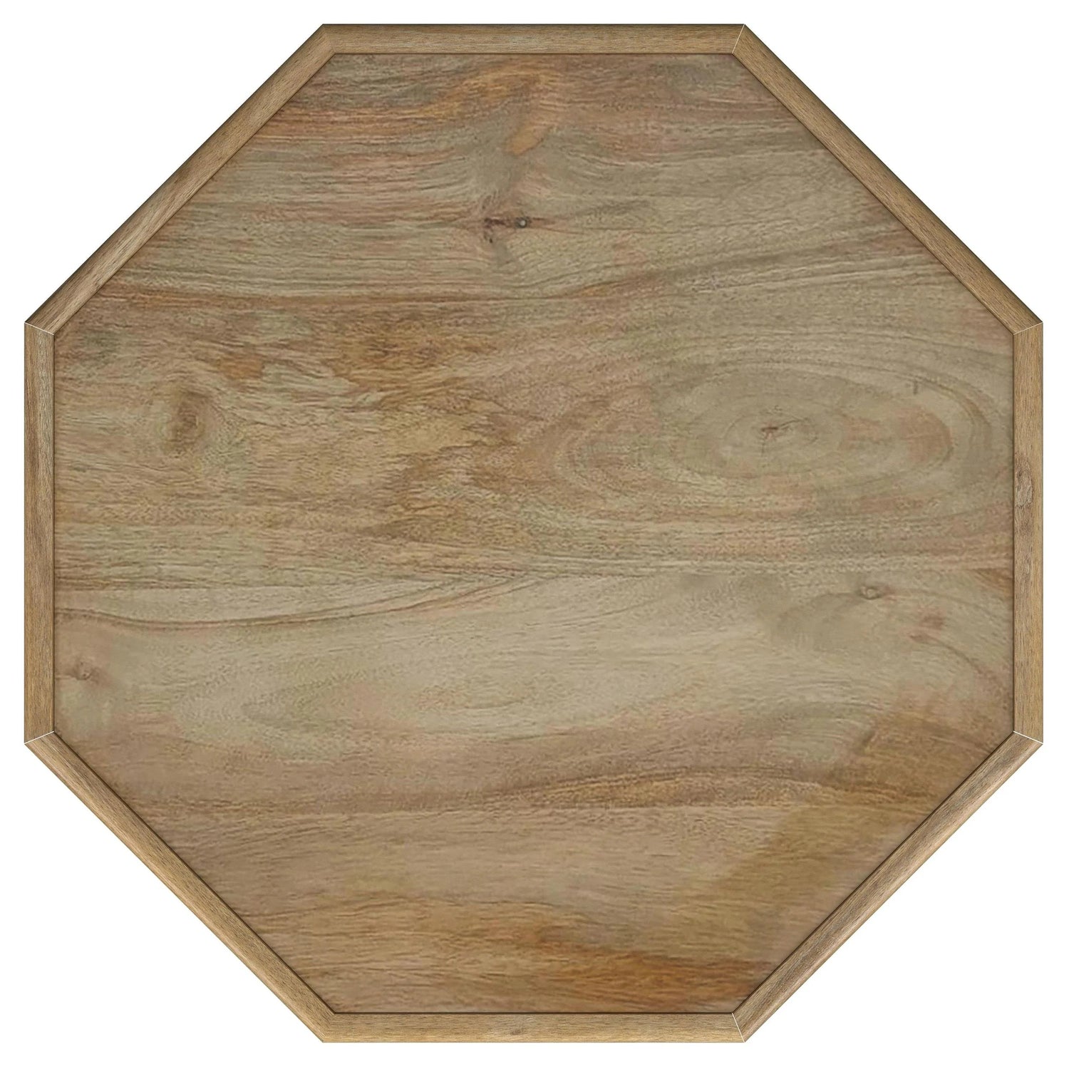 Torres Natural Brown Octagonal Solid Wood Side Table with Intricate Openwork Carvings