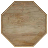 Torres Natural Brown Octagonal Solid Wood Side Table with Intricate Openwork Carvings