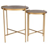Malka Dark Brown and Gold 2-Piece Round Nesting Table