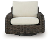 Kimora Beige/Dark Brown Outdoor Swivel Lounge Chair