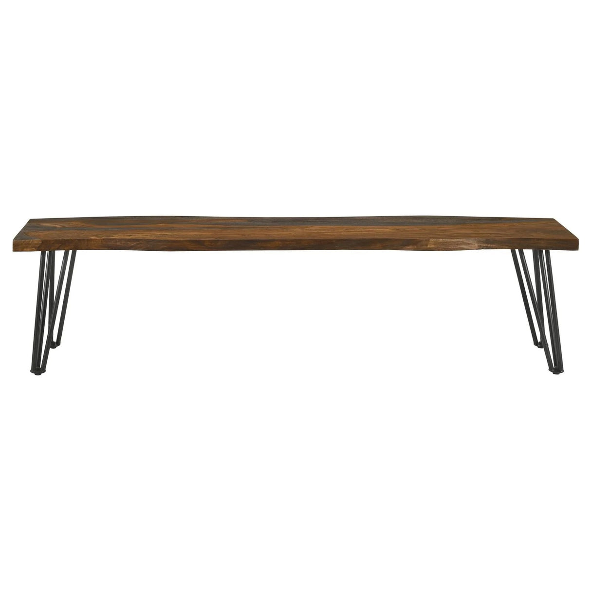 Neve Sheesham Gray and Gunmetal Live-edge Dining Bench with Hairpin Legs