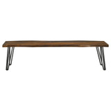 Neve Sheesham Gray and Gunmetal Live-edge Dining Bench with Hairpin Legs