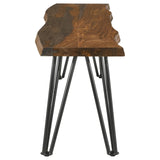 Neve Sheesham Gray and Gunmetal Live-edge Dining Bench with Hairpin Legs