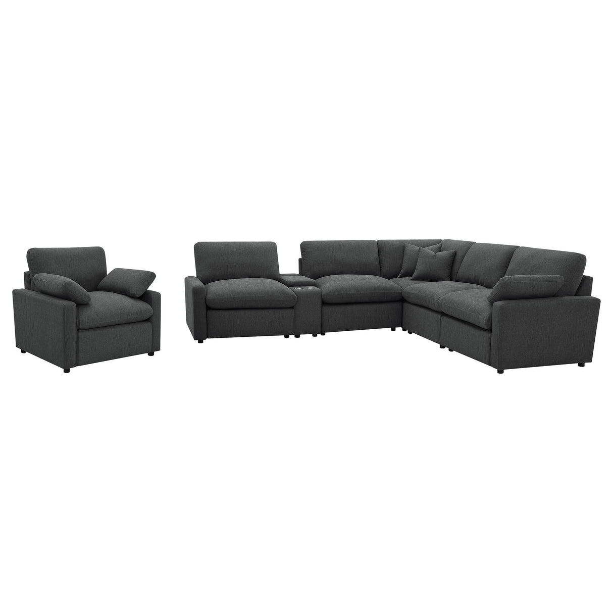 Collins Dark Gray 6-Piece Modular Power Reclining Sectional