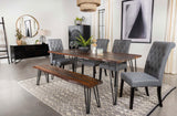 Neve Sheesham Gray and Gunmetal Live-edge Dining Bench with Hairpin Legs
