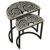 Zakiya Black and White 2-Piece Demilune Nesting Table