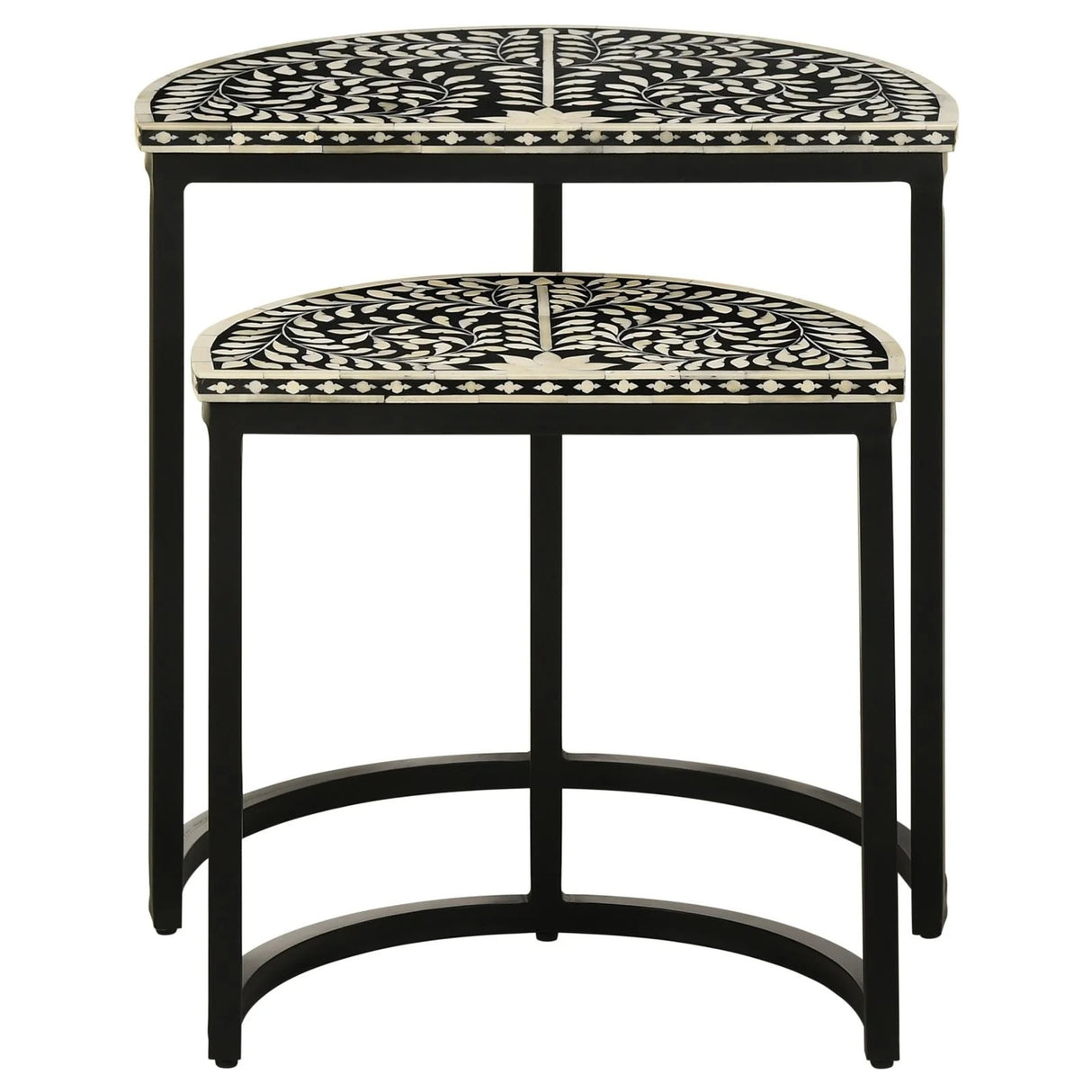 Zakiya Black and White 2-Piece Demilune Nesting Table