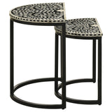 Zakiya Black and White 2-Piece Demilune Nesting Table