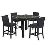 Lennon Black Velvet 5-Piece Counter Height Dining Set