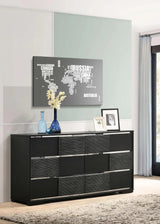 Blacktoft Black 6-Drawer Dresser with Mirror