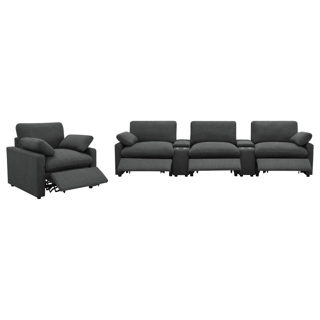 Collins Dark Gray 5-Piece Power Reclining Home Theater Seating