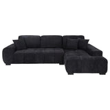 Octavia Black Fabric Upholstered Track Arm Sectional Sofa