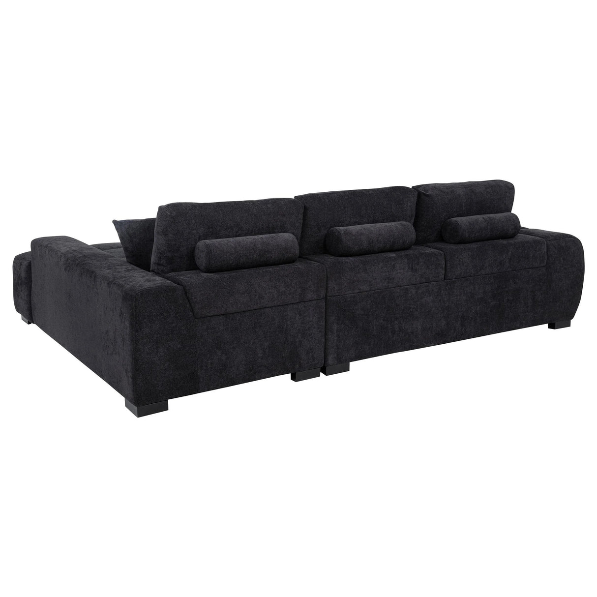 Octavia Black Fabric Upholstered Track Arm Sectional Sofa