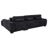 Octavia Black Fabric Upholstered Track Arm Sectional Sofa
