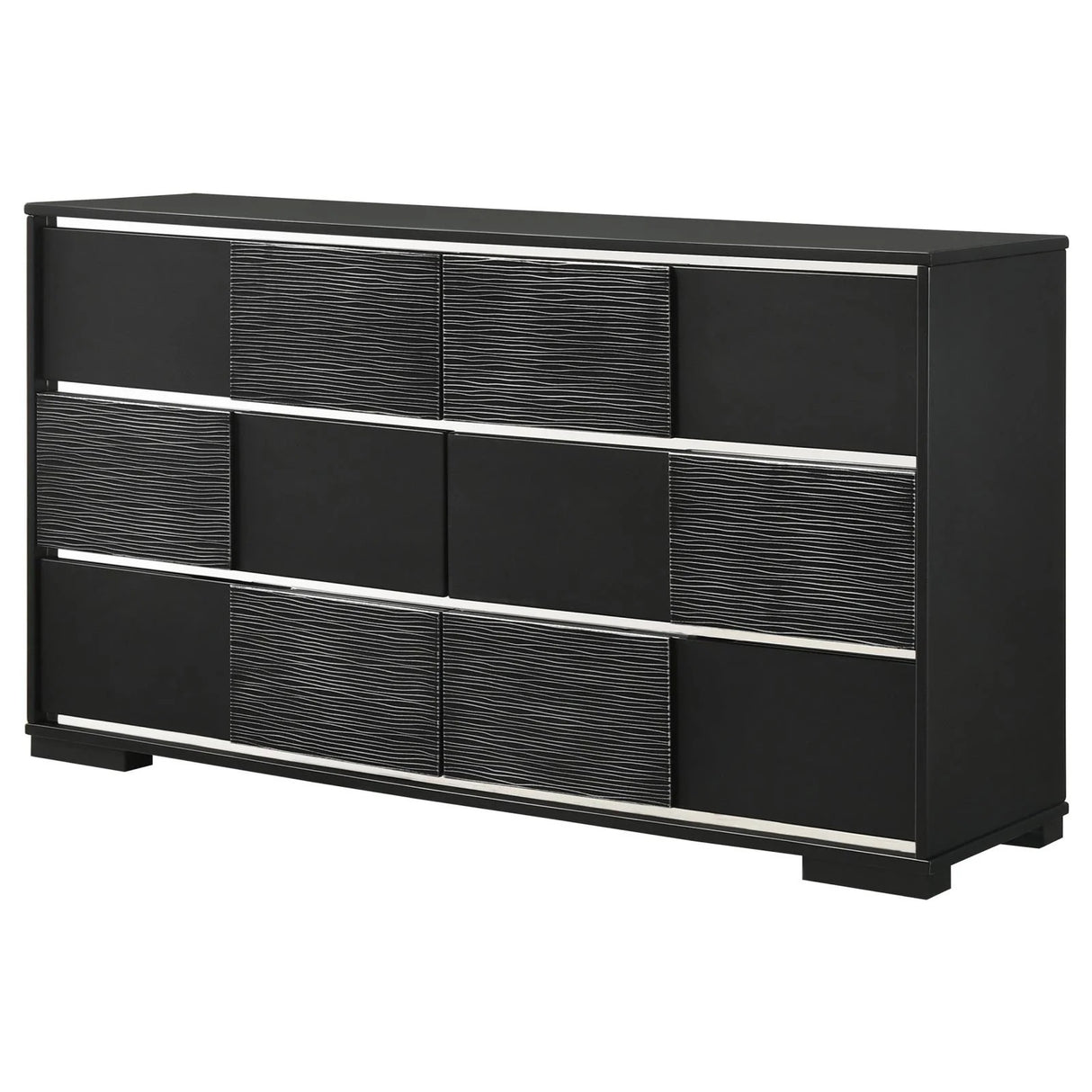 Blacktoft Black 6-Drawer Dresser with Mirror