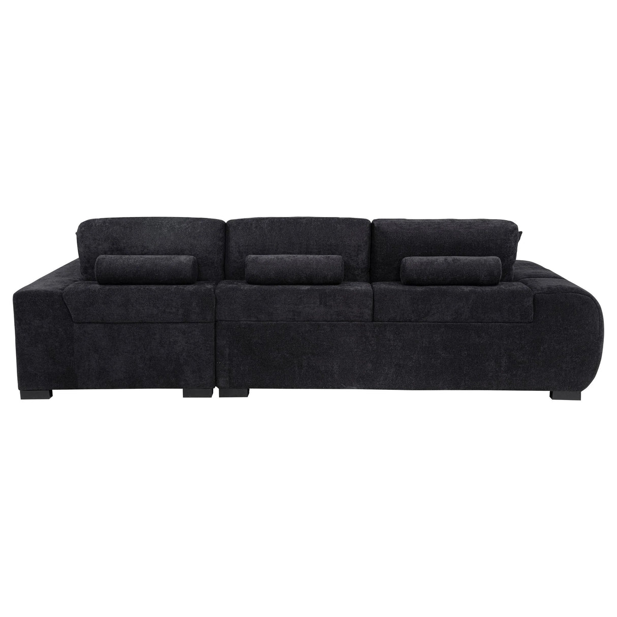 Octavia Black Fabric Upholstered Track Arm Sectional Sofa