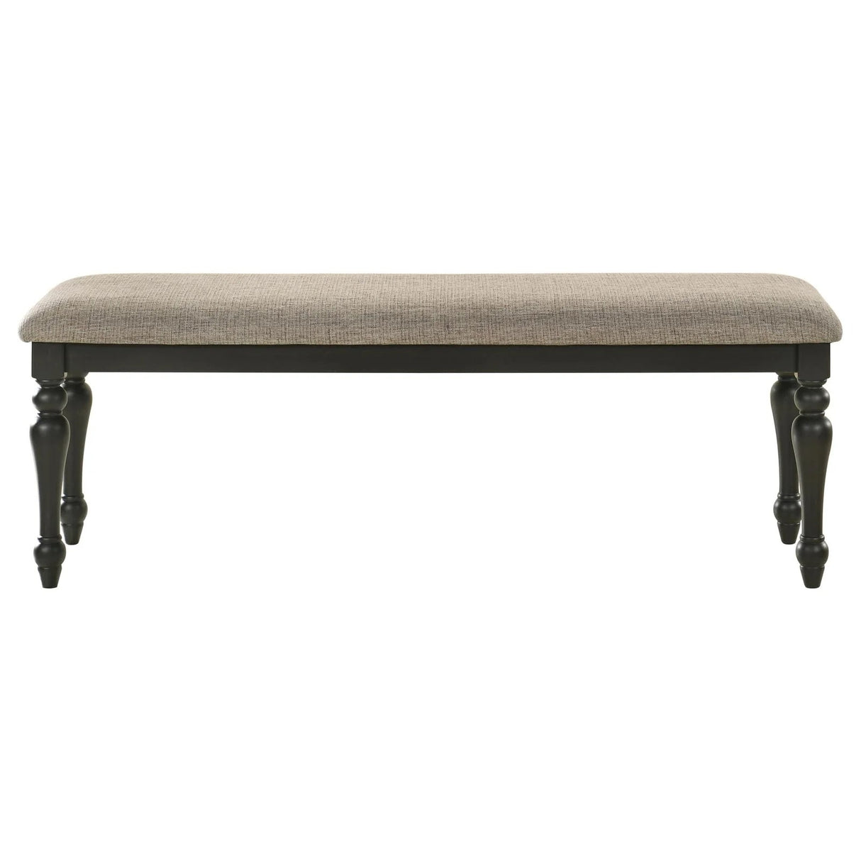 Bridget Stone Brown Upholstered Dining Bench and Charcoal Sandthrough
