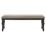 Bridget Stone Brown Upholstered Dining Bench and Charcoal Sandthrough