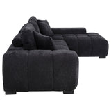 Octavia Black Fabric Upholstered Track Arm Sectional Sofa