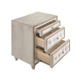 Antonella Ivory and Camel Upholstered 3-Drawer Nightstand