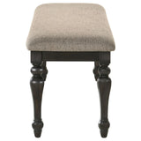Bridget Stone Brown Upholstered Dining Bench and Charcoal Sandthrough