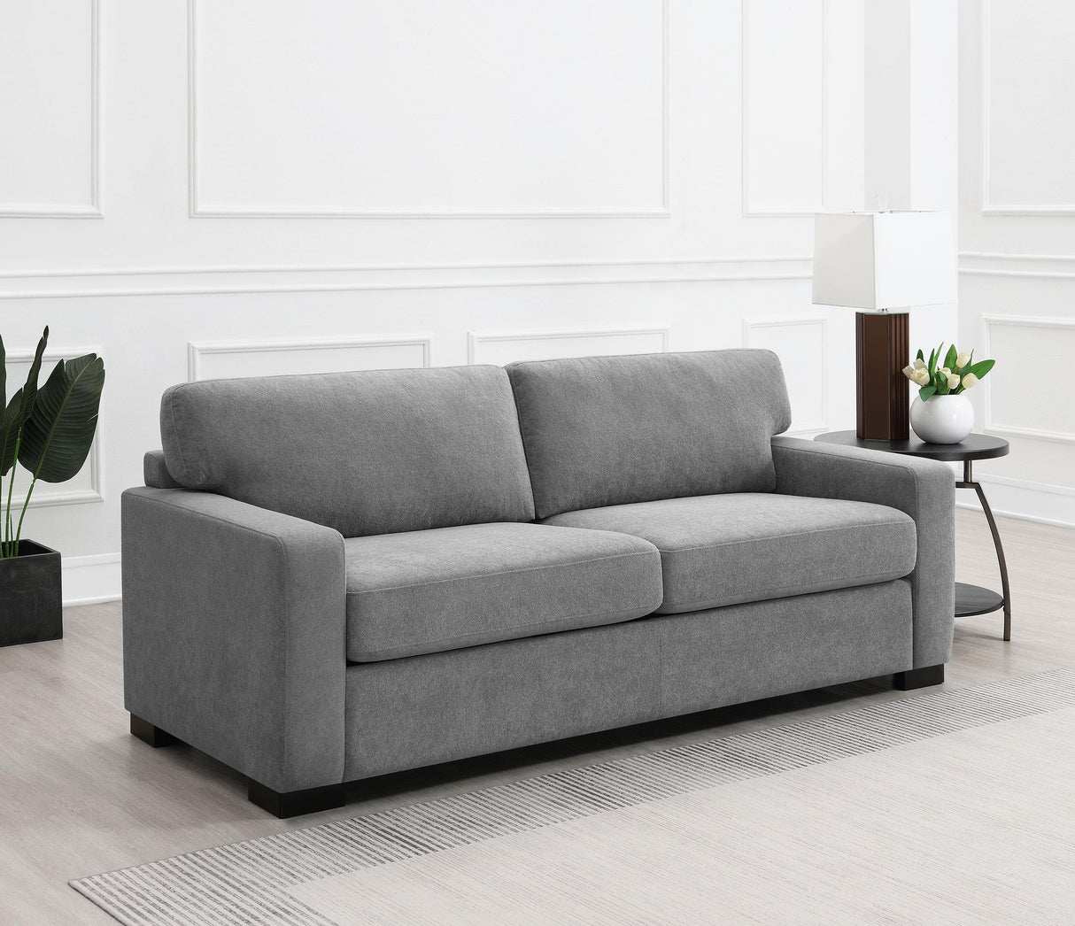 Simpson Gray Upholstered Sofa Sleeper with Queen Mattress
