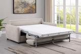 Rylie Beige Upholstered Sofa Sleeper with Queen Mattress