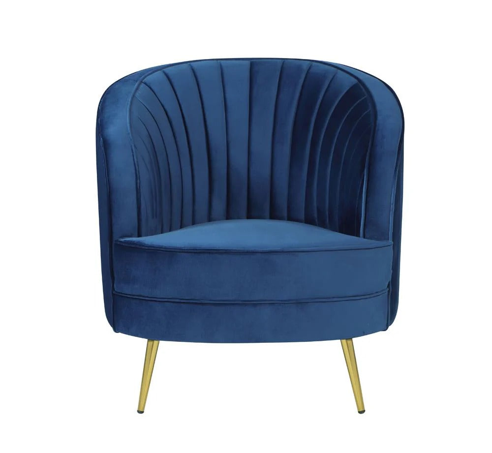 Sophia Blue Upholstered Vertical Channel Tufted Chair