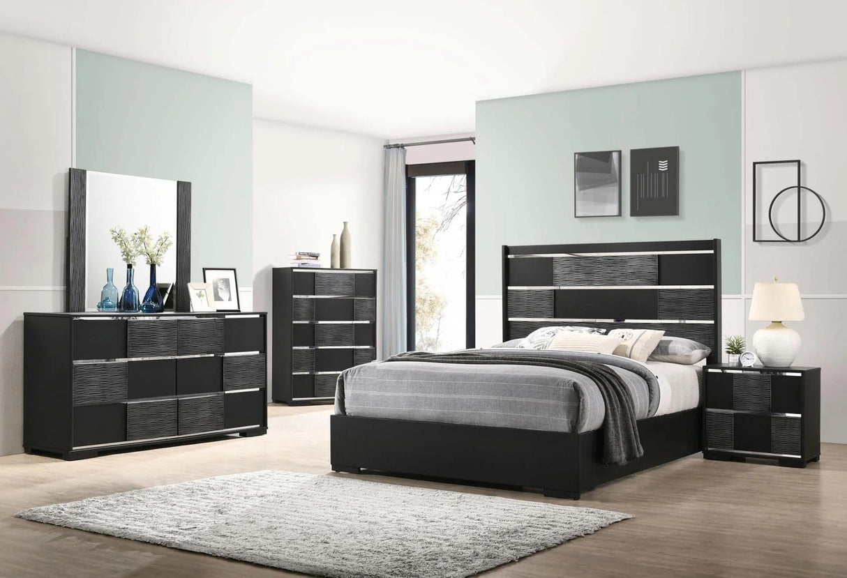 Blacktoft Black 6-Drawer Dresser with Mirror