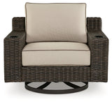 Coastline Bay Brown Outdoor Swivel Lounge with Cushion