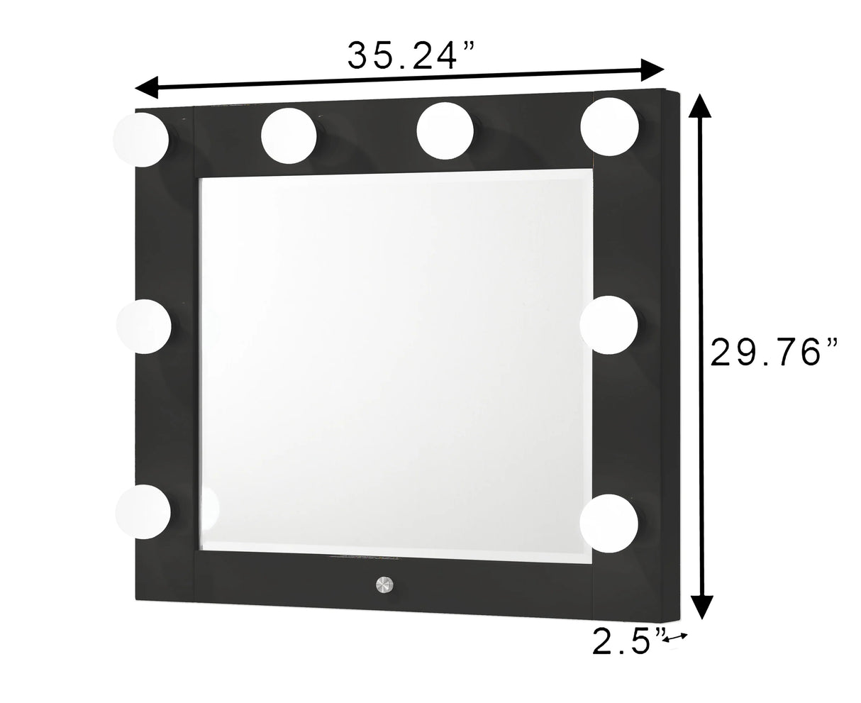 Morgan Black Makeup Vanity Set with Lighted Mirror