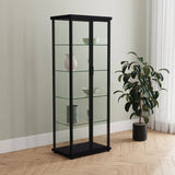 Aero Black 5-Shelf Display Curio Cabinet with LED and Clear Tempered Glass Shelves
