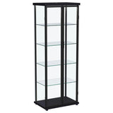 Aero Black 5-Shelf Display Curio Cabinet with LED and Clear Tempered Glass Shelves