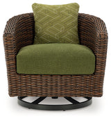 Horizon Hall Brown/Green Outdoor Swivel Lounge Chair with Cushion