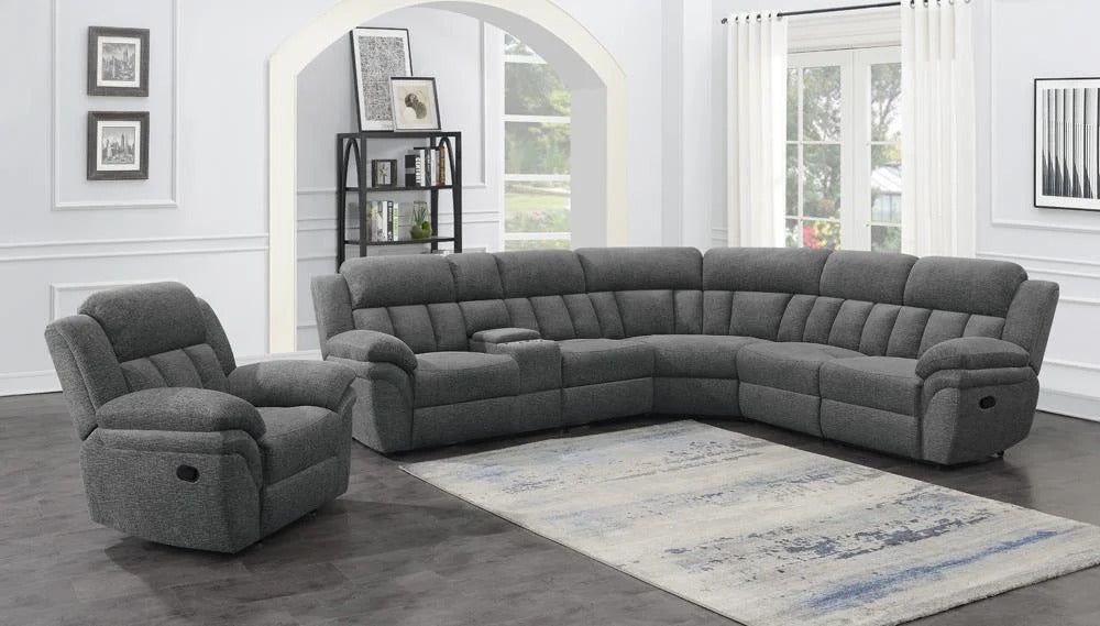 Bahrain Charcoal 6-Piece Upholstered Motion Sectional