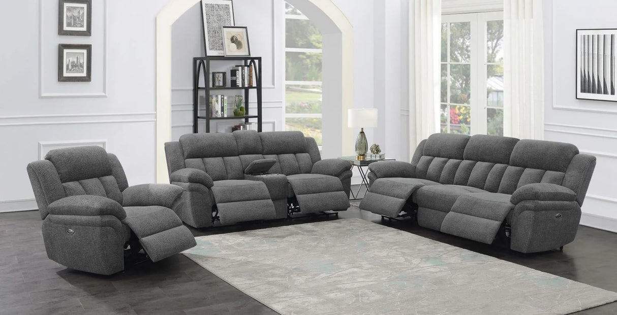 Bahrain Charcoal Power Loveseat with Console