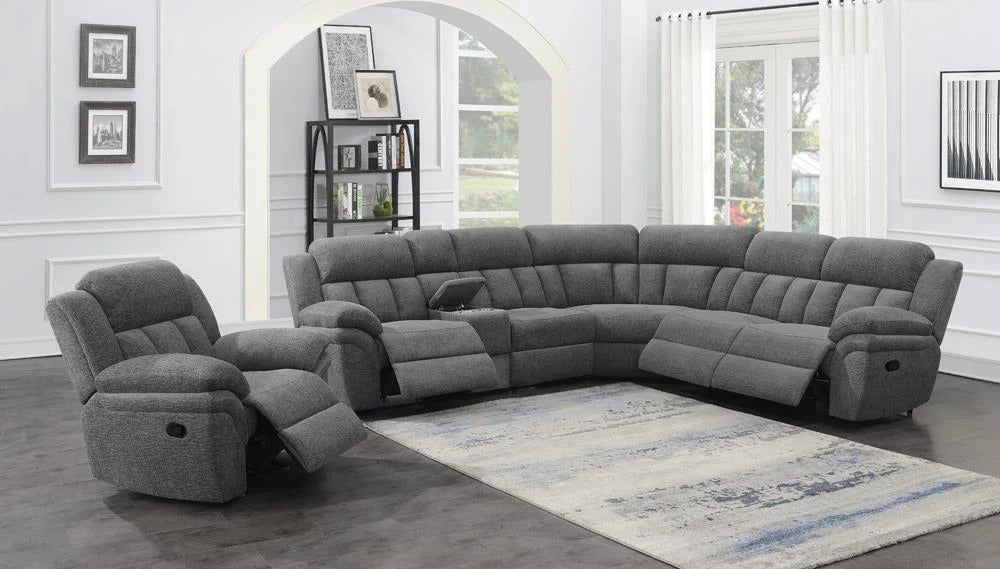 Bahrain Charcoal 6-Piece Upholstered Motion Sectional