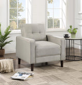 Bowen Beige Upholstered Track Arms Tufted Chair