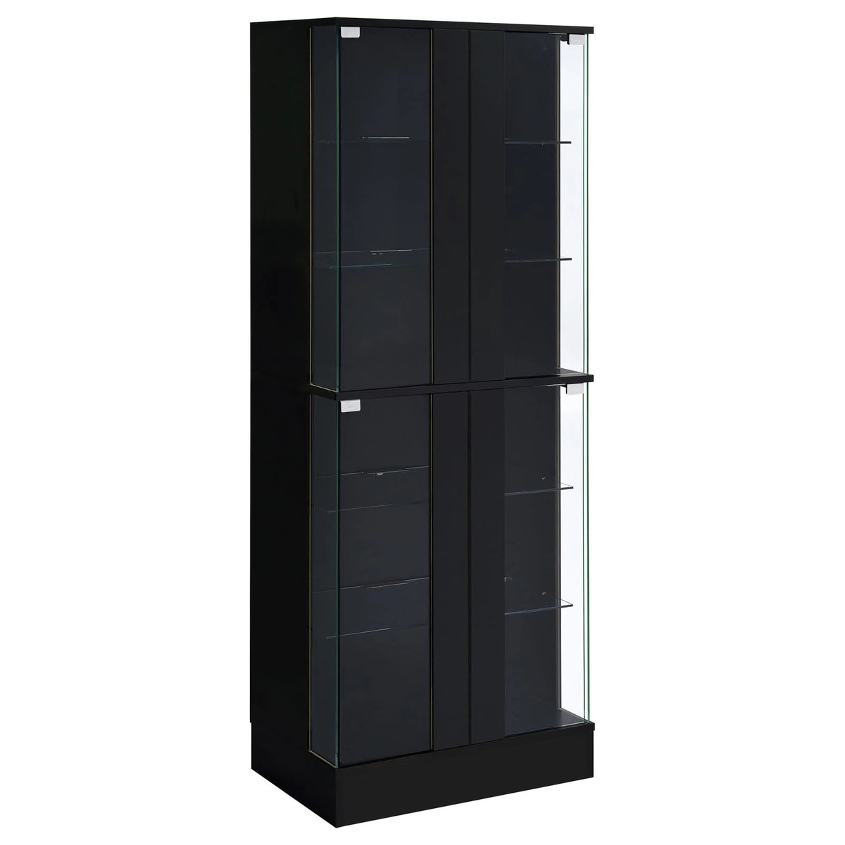Cabra Black High Gloss Display Case Curio Cabinet with Glass Shelves and LED Lighting