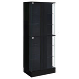 Cabra Black High Gloss Display Case Curio Cabinet with Glass Shelves and LED Lighting