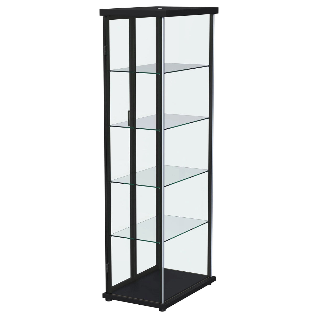 Aero Black 5-Shelf Display Curio Cabinet with LED and Clear Tempered Glass Shelves